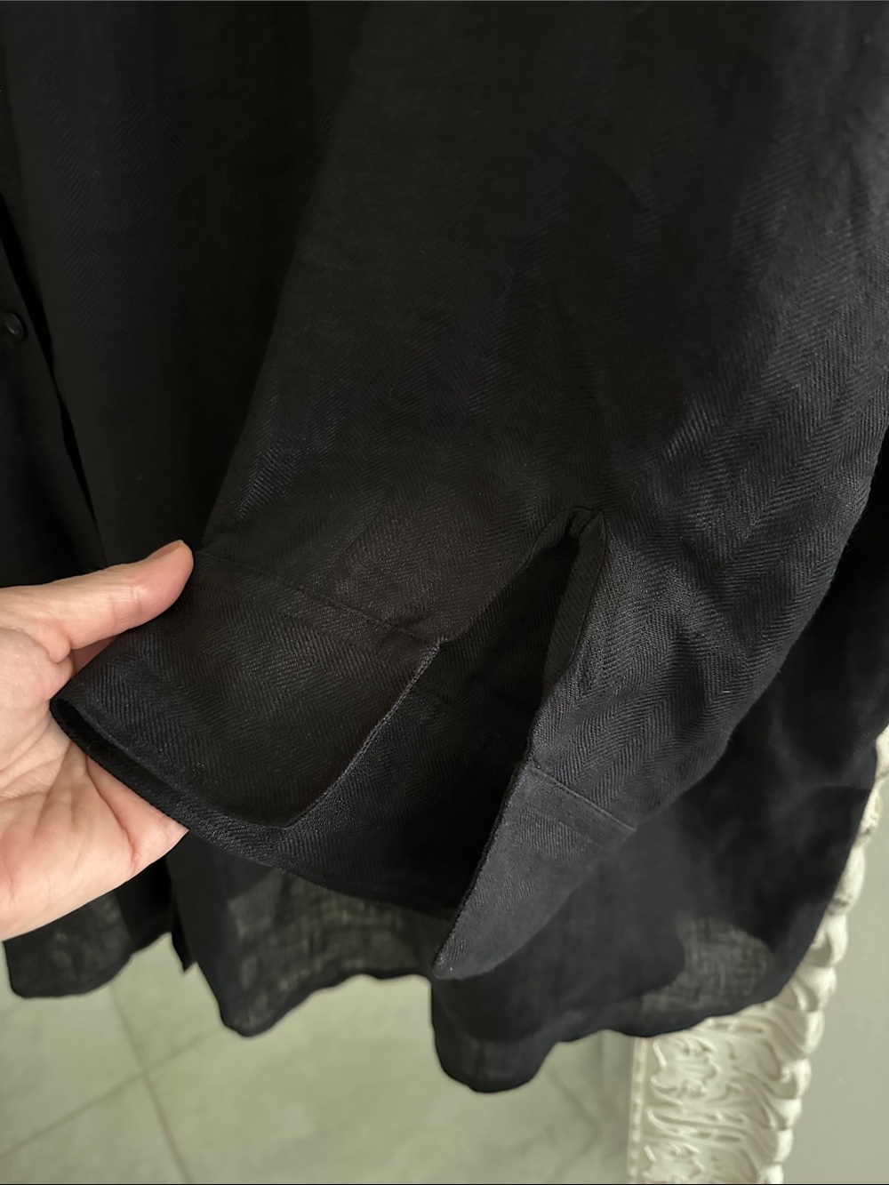 Lauren Ralph Lauren Linen Black Relaxed Button Down Shirt - Picture 3 of 5